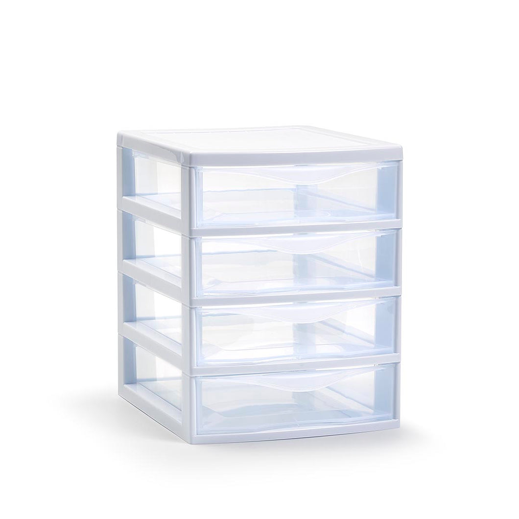Plastic Forte Guadiana Easy Storage unit with 4 drawers - White/ Transparent