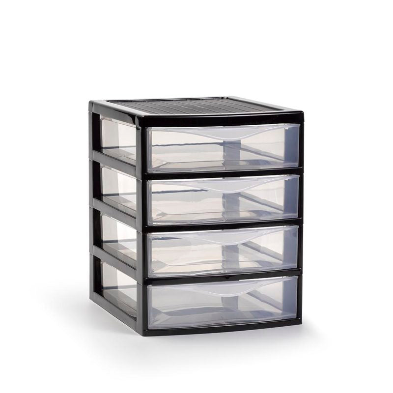 Plastic Forte Guadiana Easy Storage unit with 4 drawers - Black/ Transparent