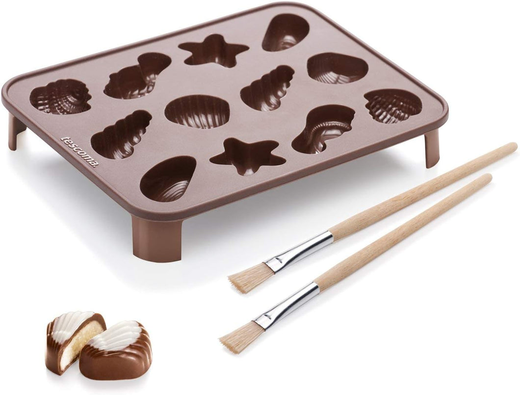 Tescoma Delicia Silicone Chocolate Praline with 2 Brushes - 15.8 x 3.4 x 19cm