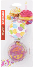 Load image into Gallery viewer, Tescoma Delicia Set of 60 Cupcake Baking Papers - Happy Birthday Theme
