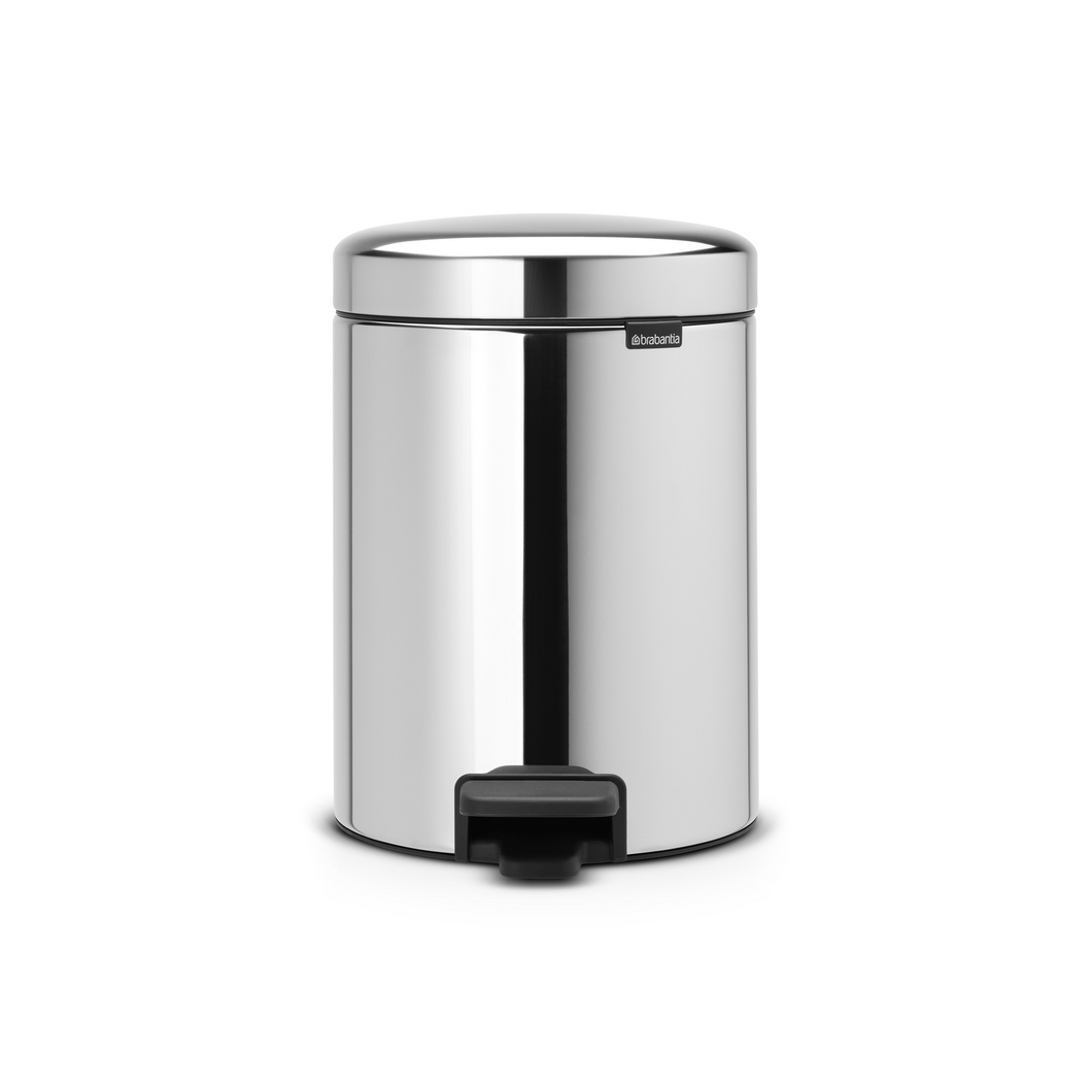 Brabantia New Icon Pedal Bin, 5 Liters - Brilliant Steel