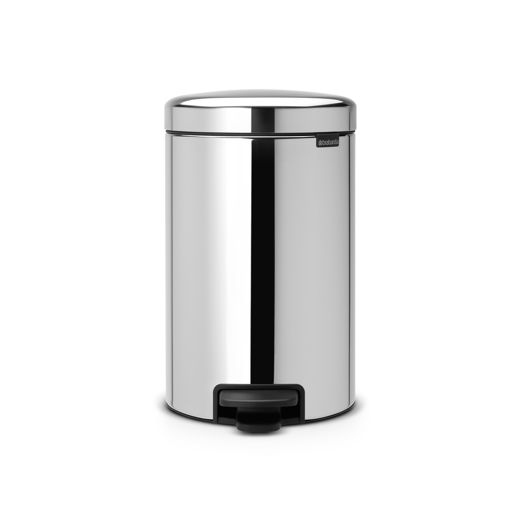 Brabantia New Icon Pedal Bin, 12 Liters - Brilliant Steel