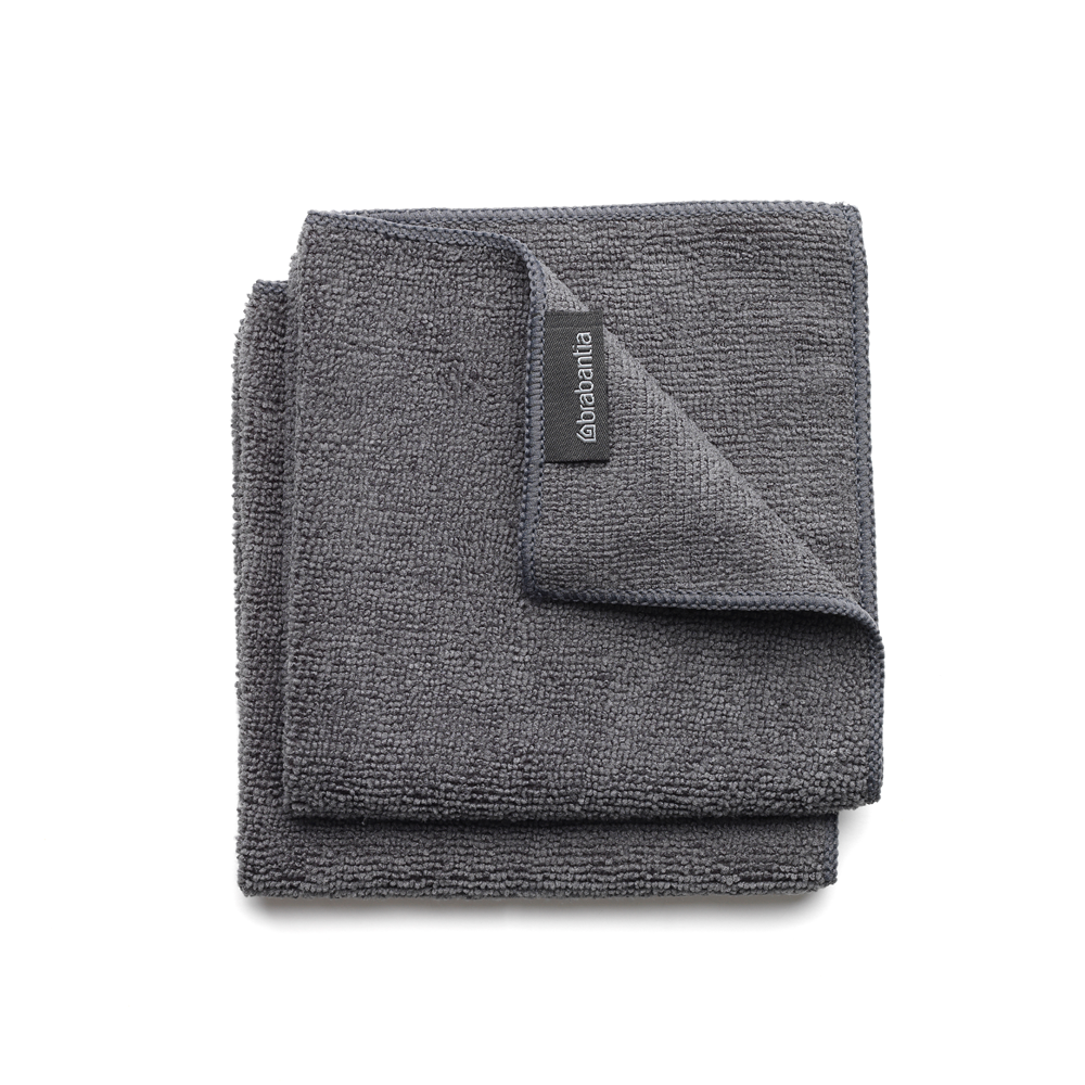 Brabantia SinkSide Microfibre Dish Cloths, 30 x 30 cm, Set of 2 - Dark Grey