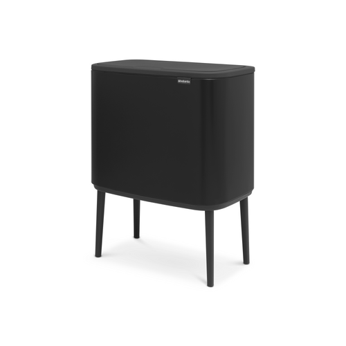 Brabantia Bo Touch Bin, 36 Liters - Matt Black, side view.