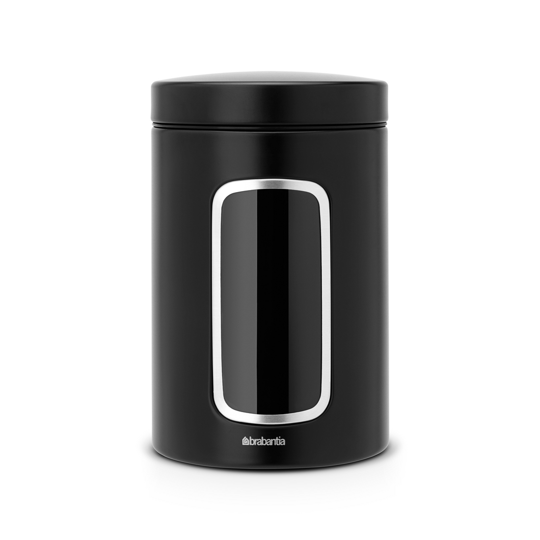 Brabantia Window Canister - Matt Black, 1.4 Liters