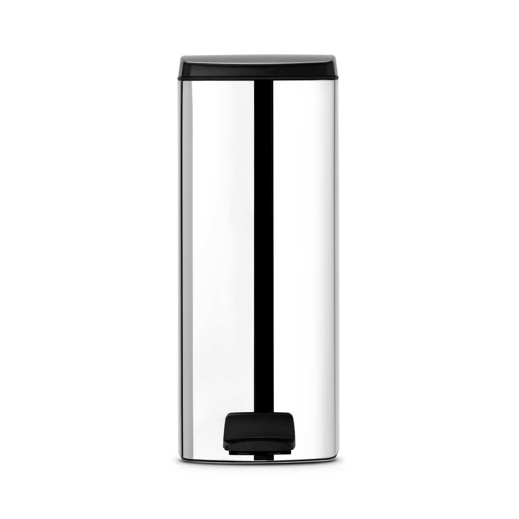 Brabantia Rectangular Pedal Bin with Inner Bucket, Soft Closing - 25 Liters, Brilliant Steel