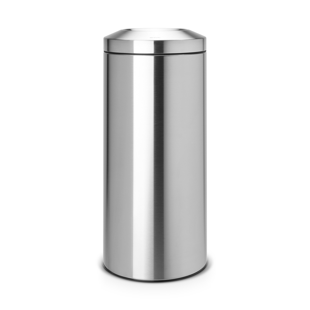 Brabantia Flame Guard Waste Paper Bin, Metal Inner Bucket, 30 Liters - Matt Steel