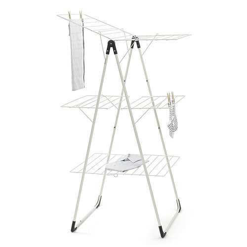 Brabantia Clothes Drying Rack Tower, 23m - Fresh White, front view.