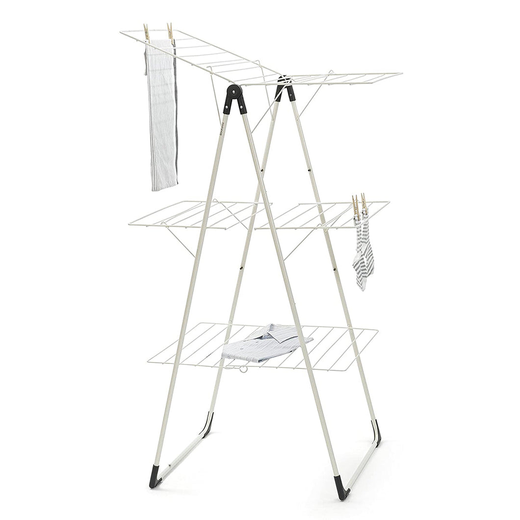 Brabantia Clothes Drying Rack Tower, 23m - Fresh White, front view.