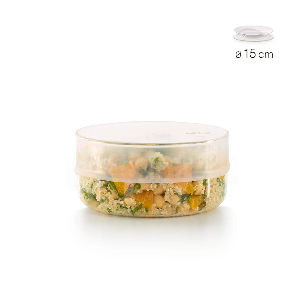 Lekue Reusable Flexible Silicone Lid, 15 - 18cm Diameter - Translucent White