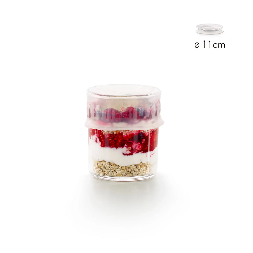 Lekue Reusable Flexible Silicone Lid, 11 - 14cm Diameter - Translucent White