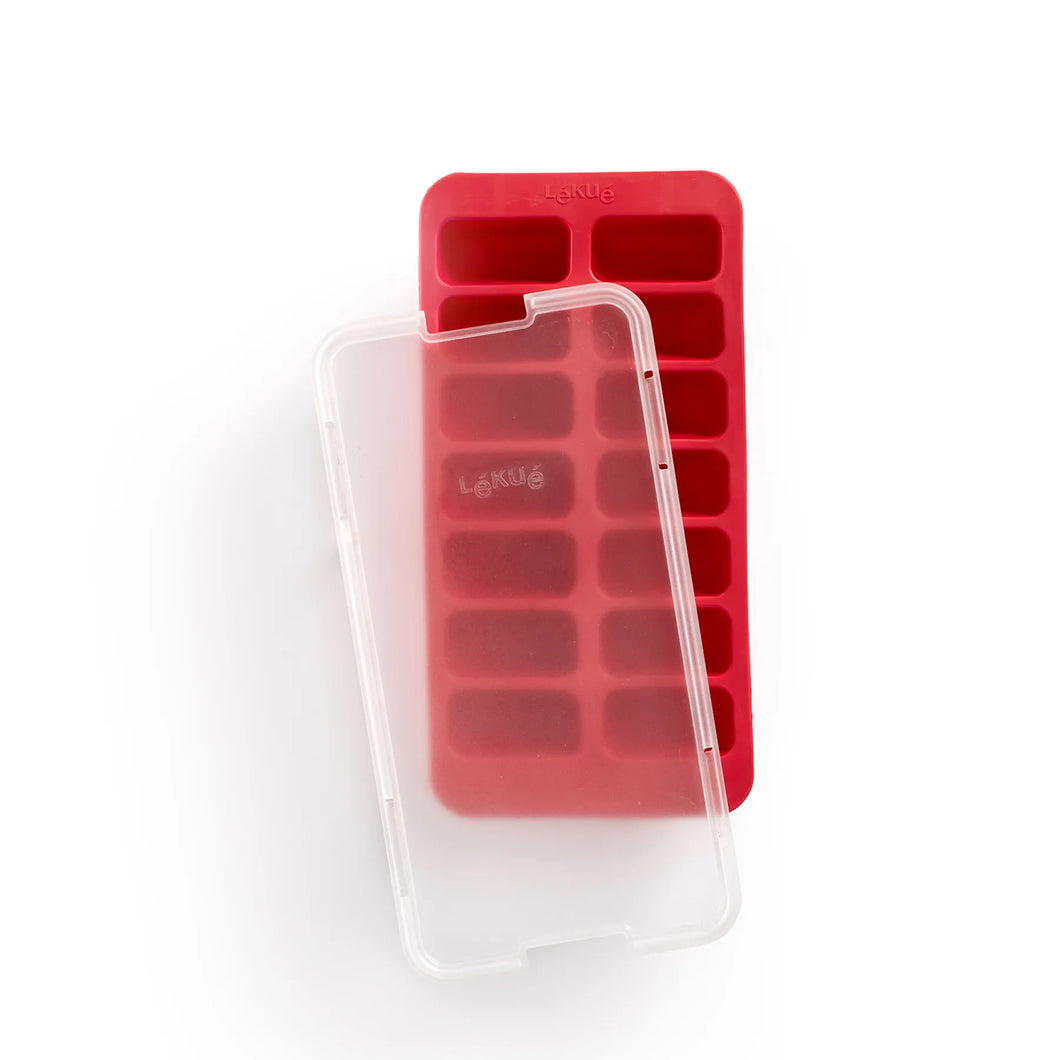 Lekue Rectangular Ice Tray with Lid - Red