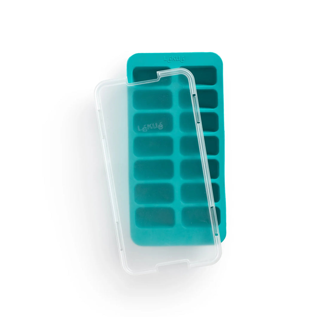 Lekue Rectangular Ice Tray with Lid - Turquoise