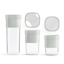 Load image into Gallery viewer, Lekue Flip Food Storage Set of 3 Containers and 2 Accessories - Translucent Green

