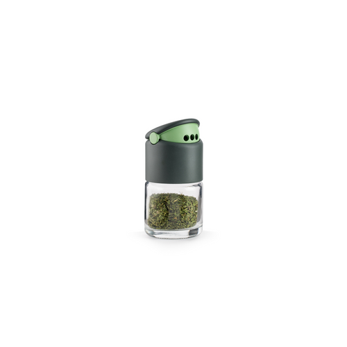 Lekue Glass Spice Jar / Shaker, 1 piece - 80ml, with spices.