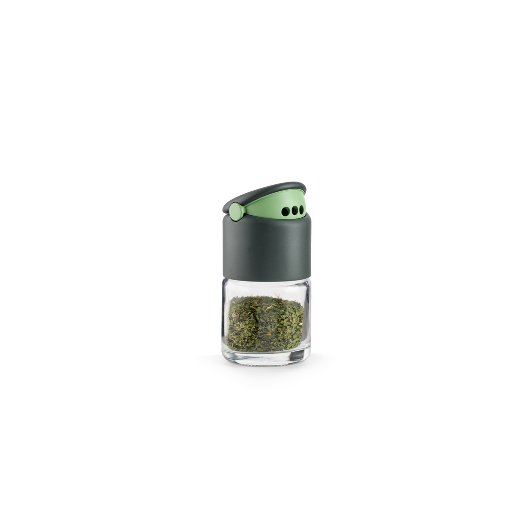 Lekue Glass Spice Jar / Shaker, 1 piece - 80ml, with spices.