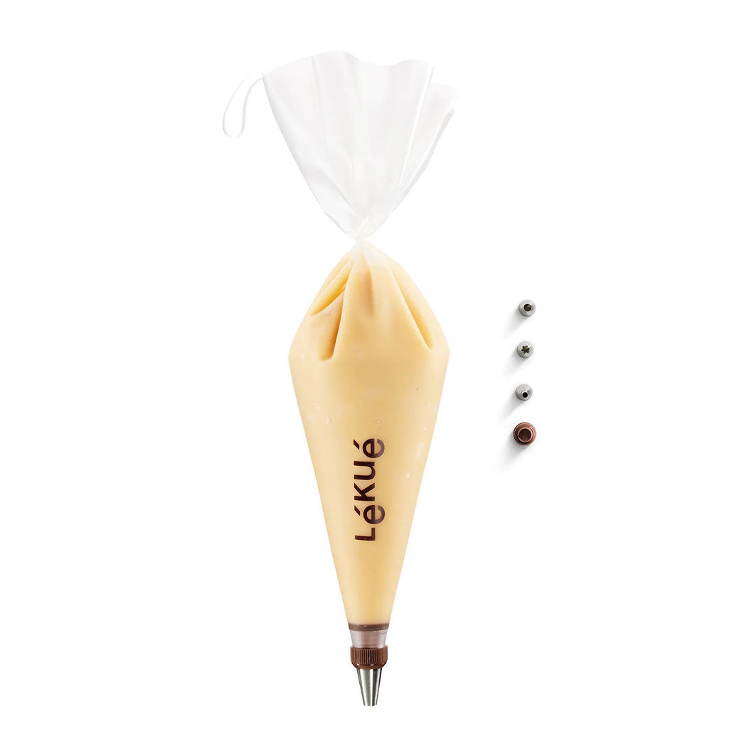 Lekue Reusable Piping Bag Set with 3 Nozzles - Clear