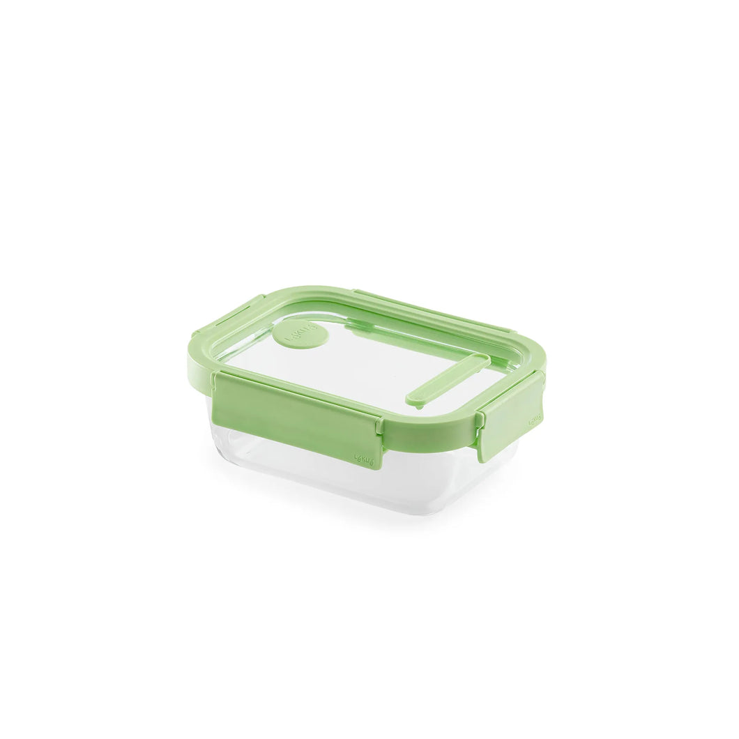 Lekue 100% Glass Leak Proof Rectangular Food Containers - 640ml, Green (with Glass lids)