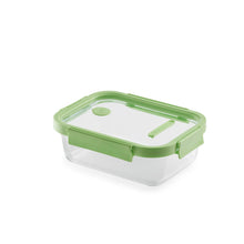 Load image into Gallery viewer, Lekue 100% Glass Leak Proof Rectangular Food Containers - 1520ml, Green (with Glass lids)
