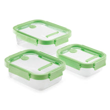 Load image into Gallery viewer, Lekue 100% Glass Leak Proof Rectangular Food Containers - Set of 3, Green (with Glass lids)
