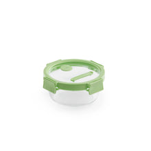 Load image into Gallery viewer, Lekue 100% Glass Leak Proof Round Food Containers - 650ml, Green (with Glass lids)
