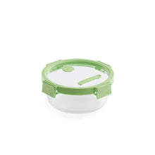 Load image into Gallery viewer, Lekue 100% Glass Leak Proof Round Food Containers - 950ml, Green (with Glass lids)
