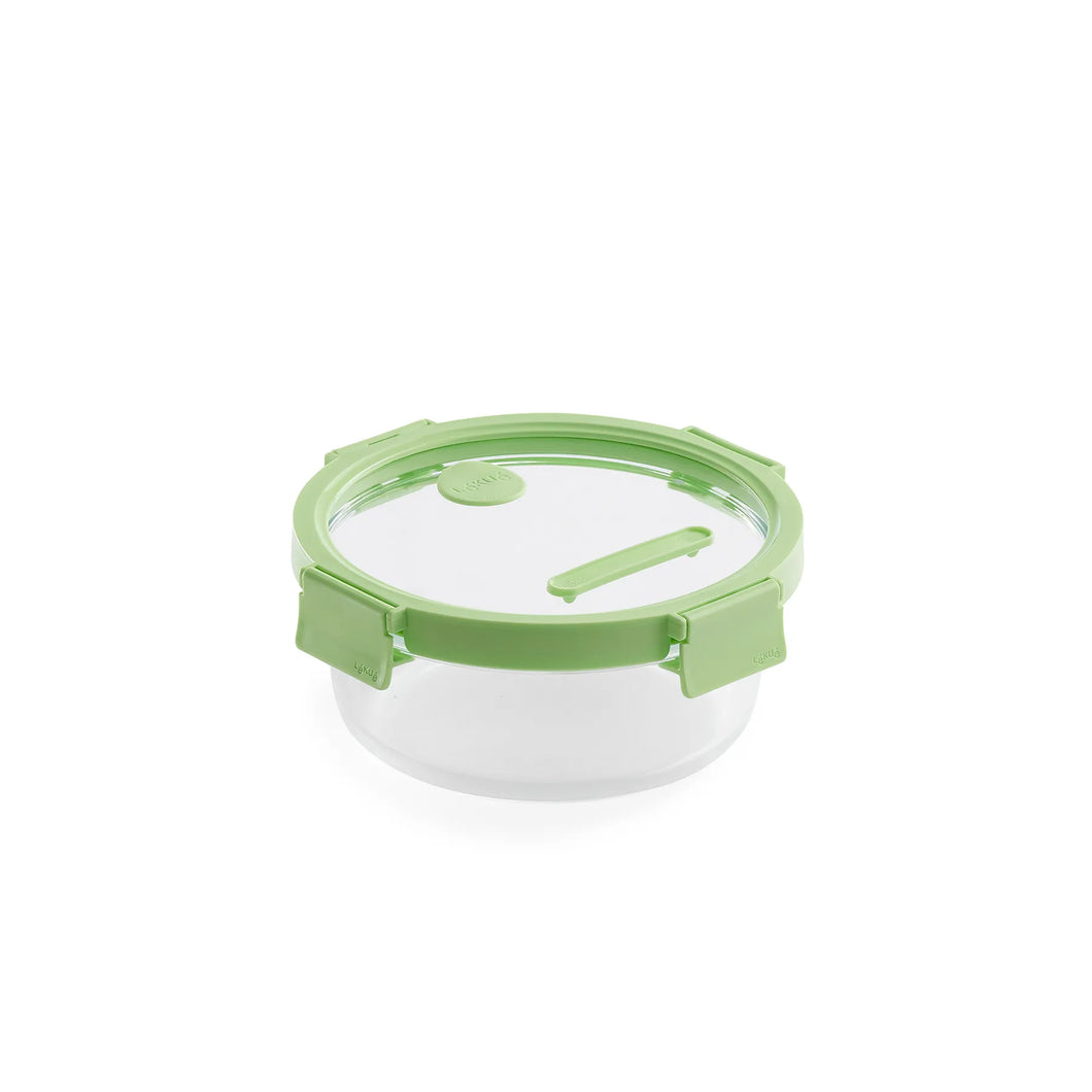 Lekue 100% Glass Leak Proof Round Food Containers - 950ml, Green (with Glass lids)