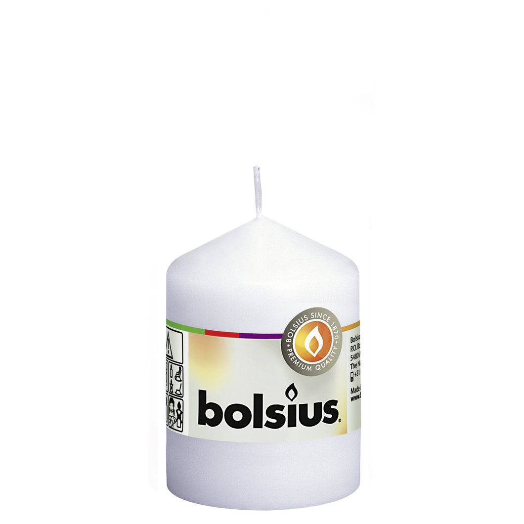Bolsius Unscented Pillar Candle 80/58mm - White.