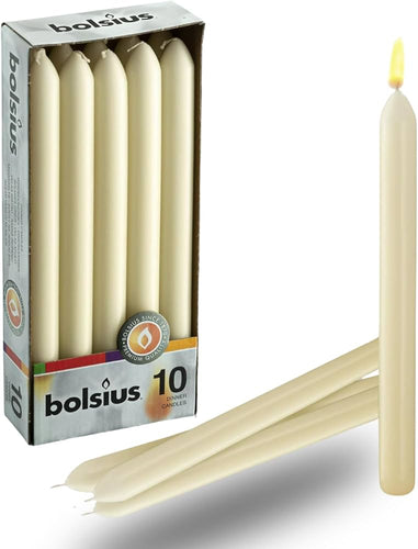 Bolsius Box of 10 Table Candles 170/20mm - Ivory.