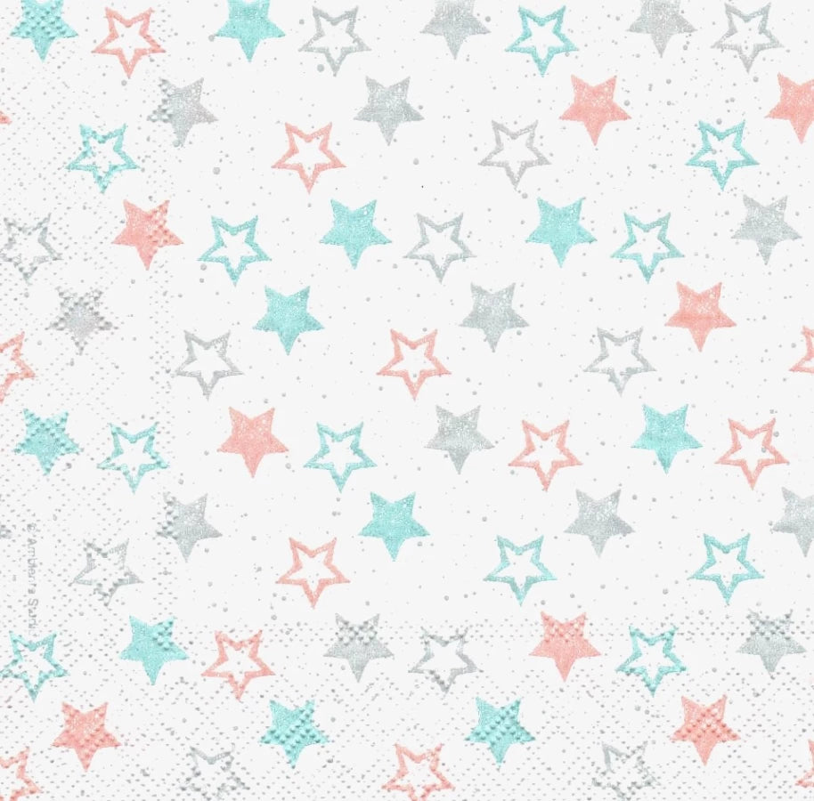 Ambiente Napkin Stars All Over, Petrol - Large