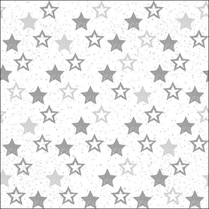 Ambiente Napkin Stars All Over, Silver - Large