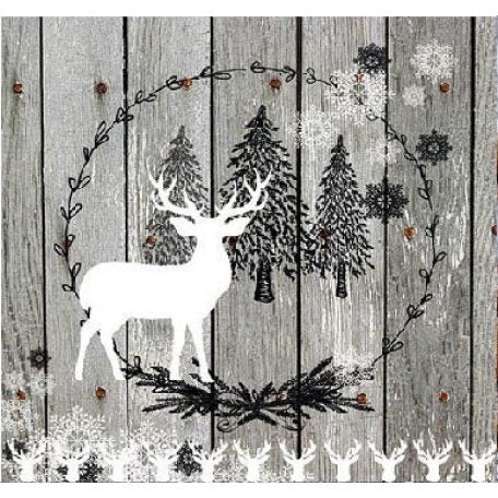 Ambiente Napkin Wooden Scene, Grey - Small