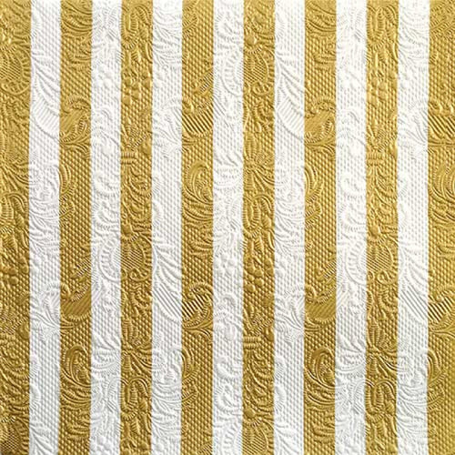 Ambiente Embossed Napkins Gold Stripes - Large.