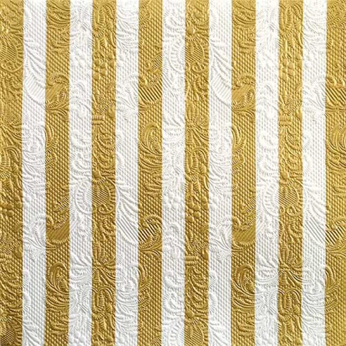 Ambiente Embossed Napkins Gold Stripes - Large.