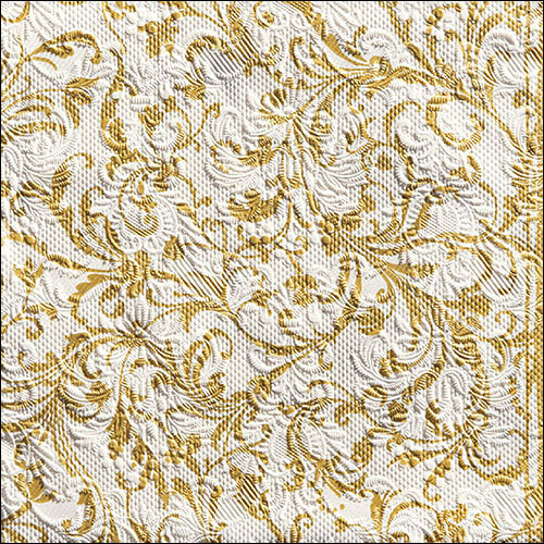 Ambiente Embossed Napkins Elegance Damask White/Gold - Large.