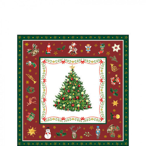 Ambiente Christmas Evergreen Red Napkins - Available in 2 Sizes.