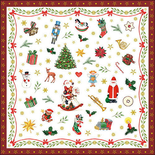 Ambiente Ornaments All Over Red Napkins - Available in 2 Sizes.