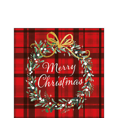 Ambiente Christmas Plaid Red Napkins -  Small.