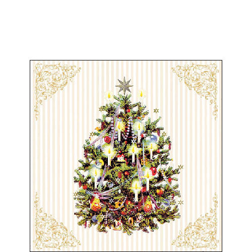 Ambiente X-Mas Tree Cream Napkins -  Small.