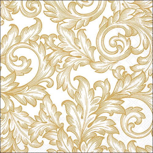 Ambiente Napkin Baroque, White/Gold - Large.