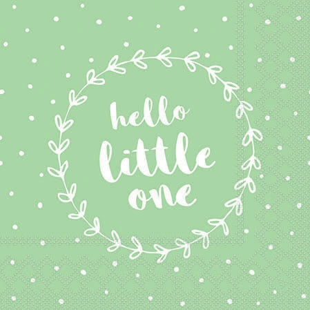 Ambiente Napkin Hello Little One, Green - Small.