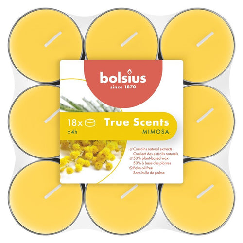 Bolsius True Scents Mimosa Tealight Candles, Scented - Pack of 18.