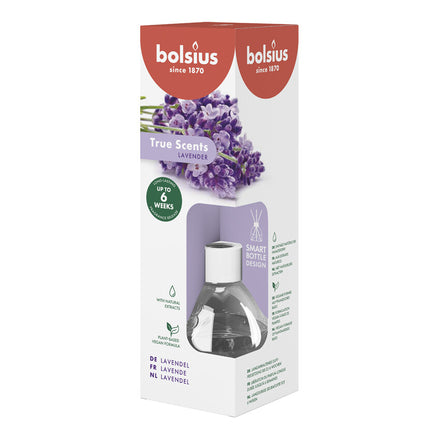 Bolsius True Scents Fragrance Diffuser Sticks, 60ml - Lavender, package.