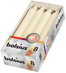 Bolsius Box of 8 Household Candles 180/21.3mm - Ivory.