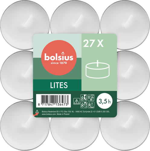 Bolsius Pack of 27 Lites Candles, 3.5-hour Burn Time.