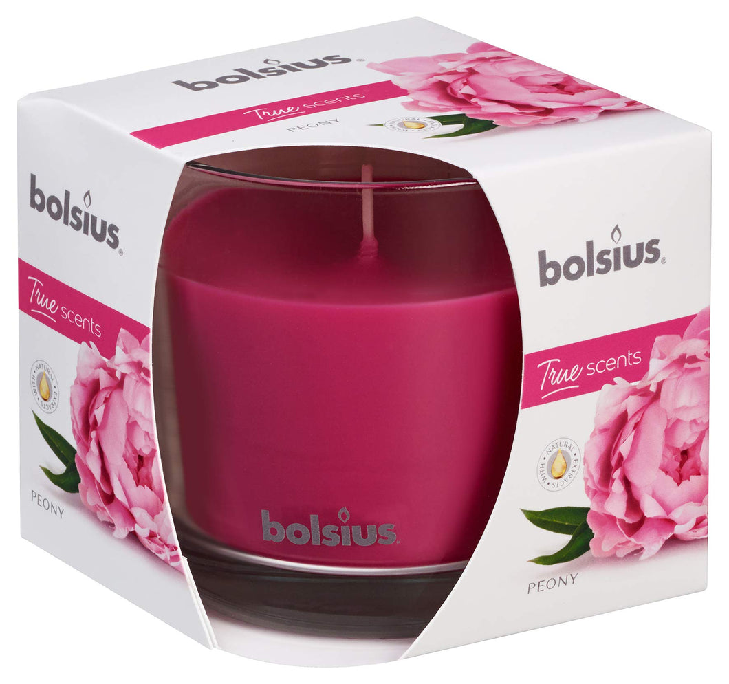 Bolsius True Scents Peony Candle in Glass, Scented - 95/95mm