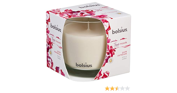 Bolsius True Moods Pure Romance, Rose & Amber, Candle in Glass, Scented - 95/95mm