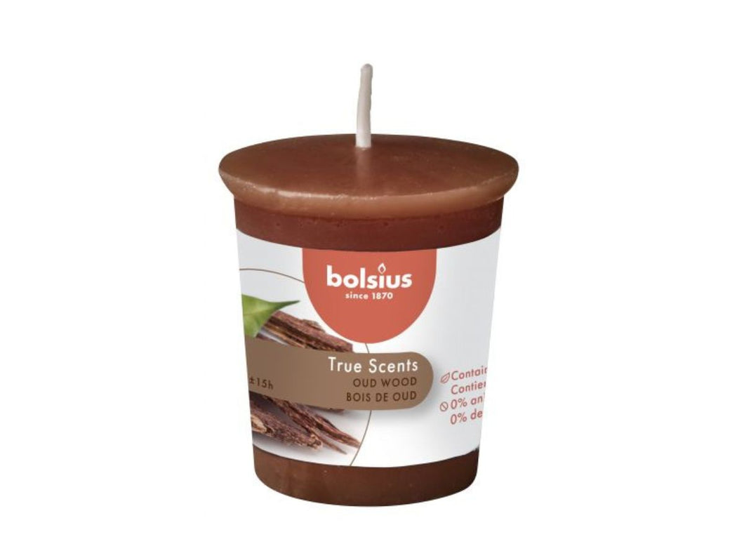 Bolsius True Scents Votive Candle, 53/45mm - Oud Wood.