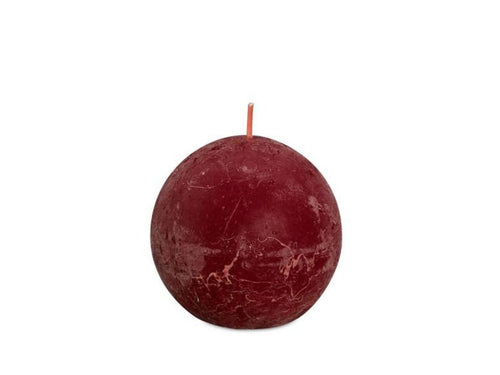 Bolsius Shine Rustic Ball Candles Small, Velvet Red - 76mm.