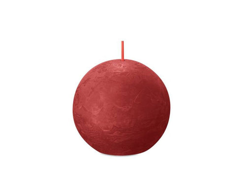 Bolsius Shine Rustic Ball Candles Small, Soft Red - 76mm.
